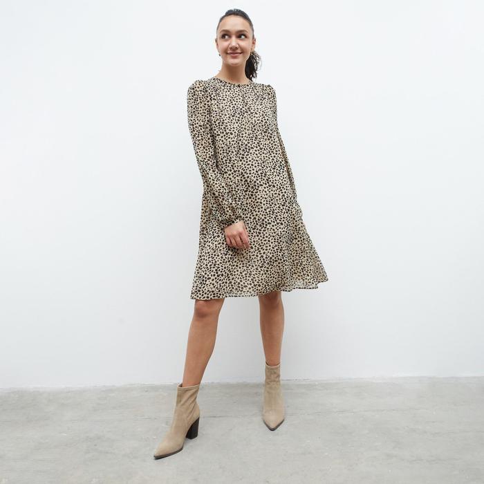 Платье женское короткое MINAKU: Green trend, бежевое, размер 42