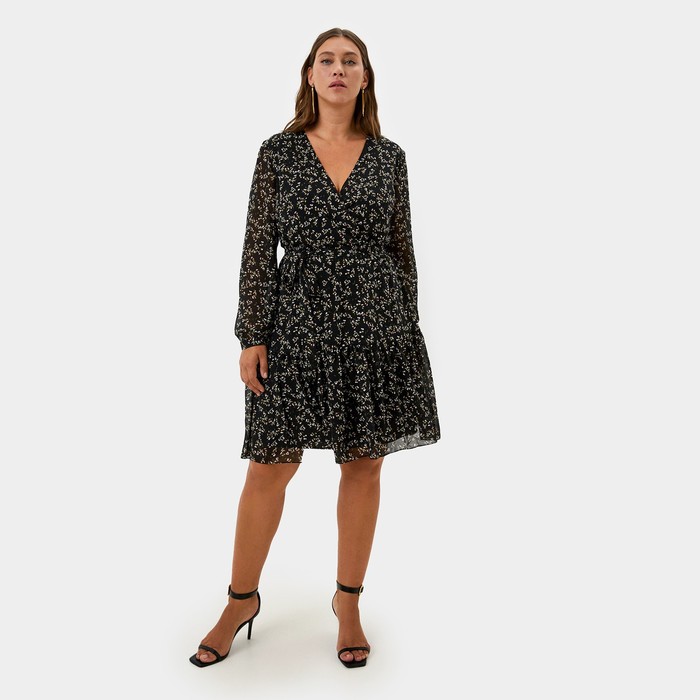 Платье женское короткое MIST plus-size, чёрное, размер 52