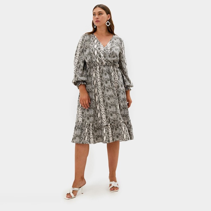 Платье женское миди MIST plus-size, бежевое, размер 50