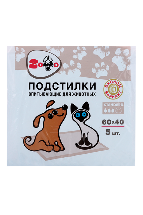 Подстилка Modum Zoooo Standard впитывающая 60х40 д/животных 5 шт