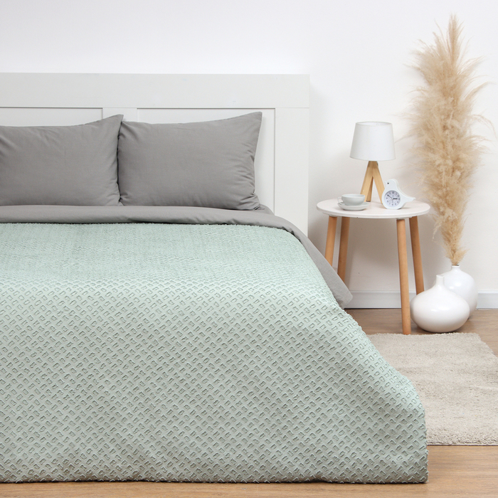 Покрывало 1.5-спальное LoveLife «Tufting: Квадрат», 150×220±5 см, микрофайбер, зелёное