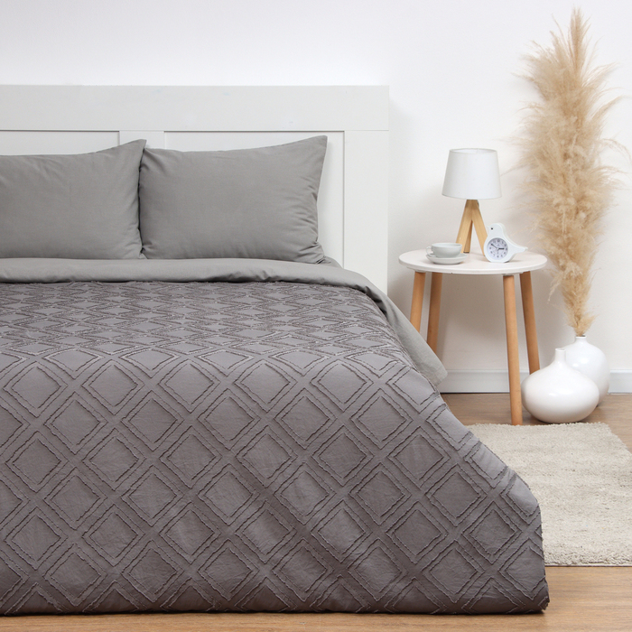 Покрывало 1.5-спальное LoveLife «Tufting: Ромб», 150×220±5 см, микрофайбер, серое