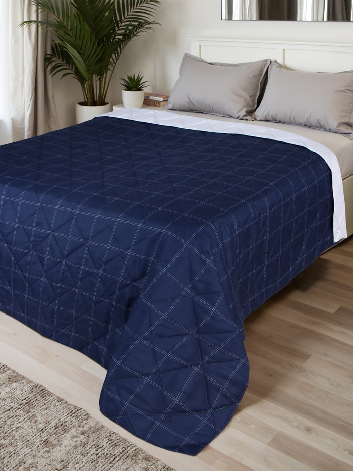 Покрывало 2-спальное LoveLife Cage: dark blue, 180×210±5 см, микрофайбер