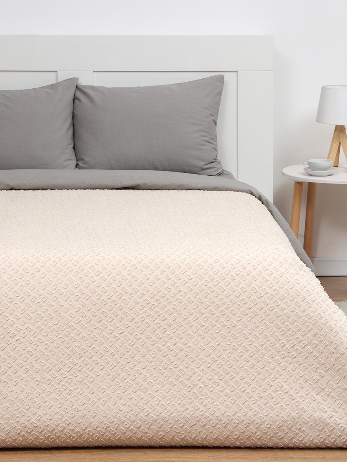 Покрывало евро LoveLife «Tufting: Квадрат», 200×230±5 см, микрофайбер, бежевое