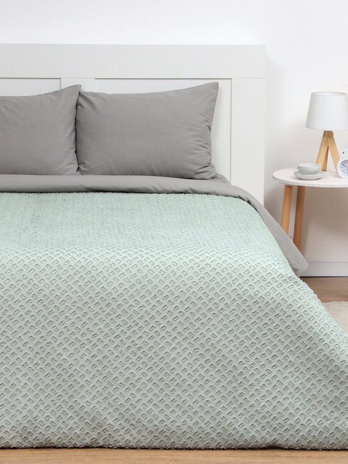 Покрывало евро LoveLife «Tufting: Квадрат», 200×230±5 см, микрофайбер, зелёное