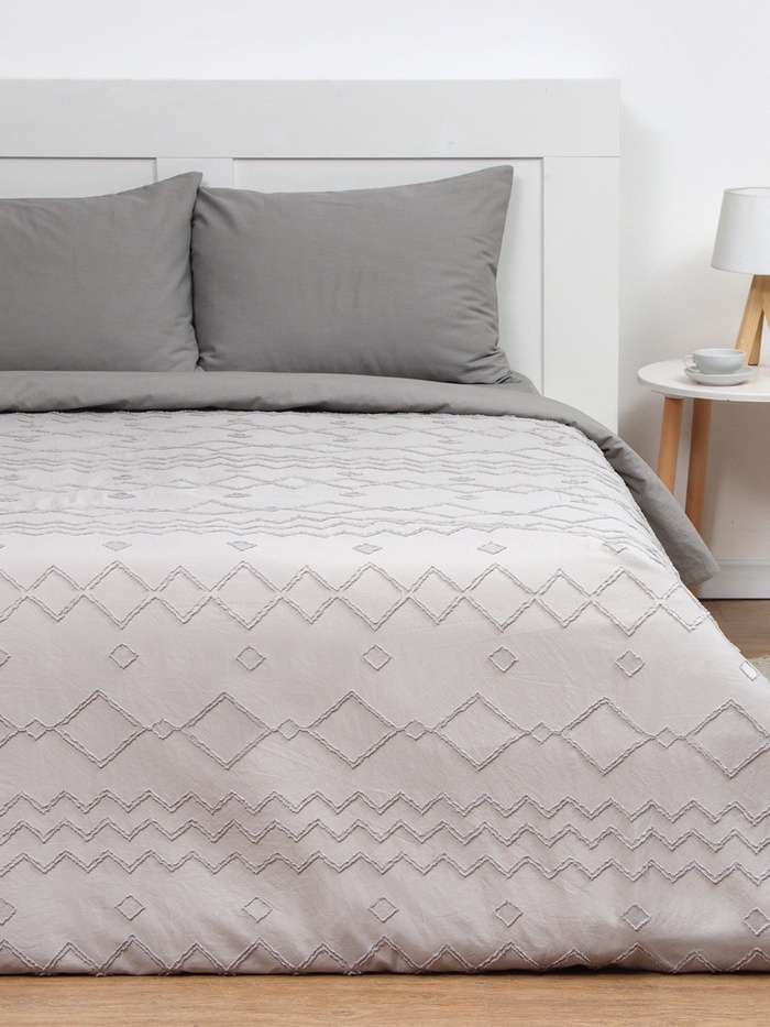 Покрывало евро LoveLife Tufting: Орнамент, 200×230±5 см, микрофайбер, серое