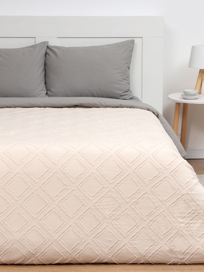 Покрывало евро LoveLife «Tufting: Ромб», 200×230±5 см, микрофайбер, бежевое
