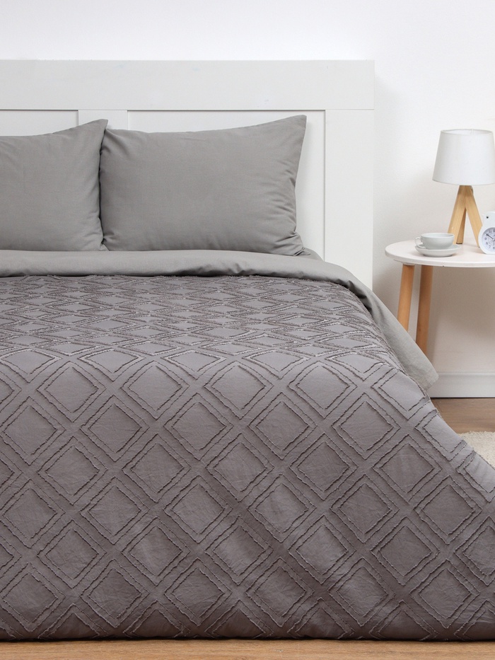Покрывало евро макси LoveLife «Tufting: Ромб», 240×230±5 см, микрофайбер, серое