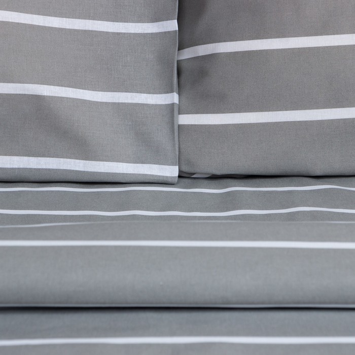 Постельное бельё 2-спальное «Этель» Gray stripes, поплин, серое