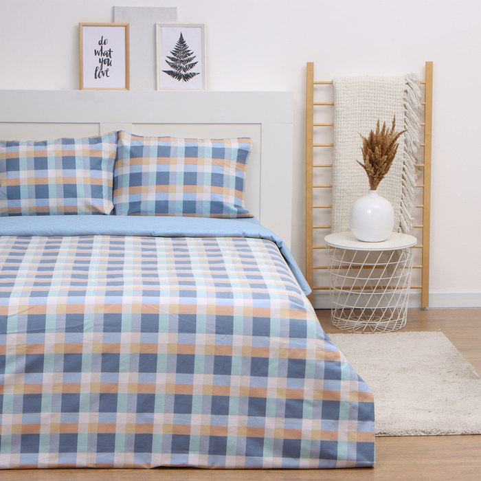 Постельное бельё дуэт LoveLife Square blue, сатин