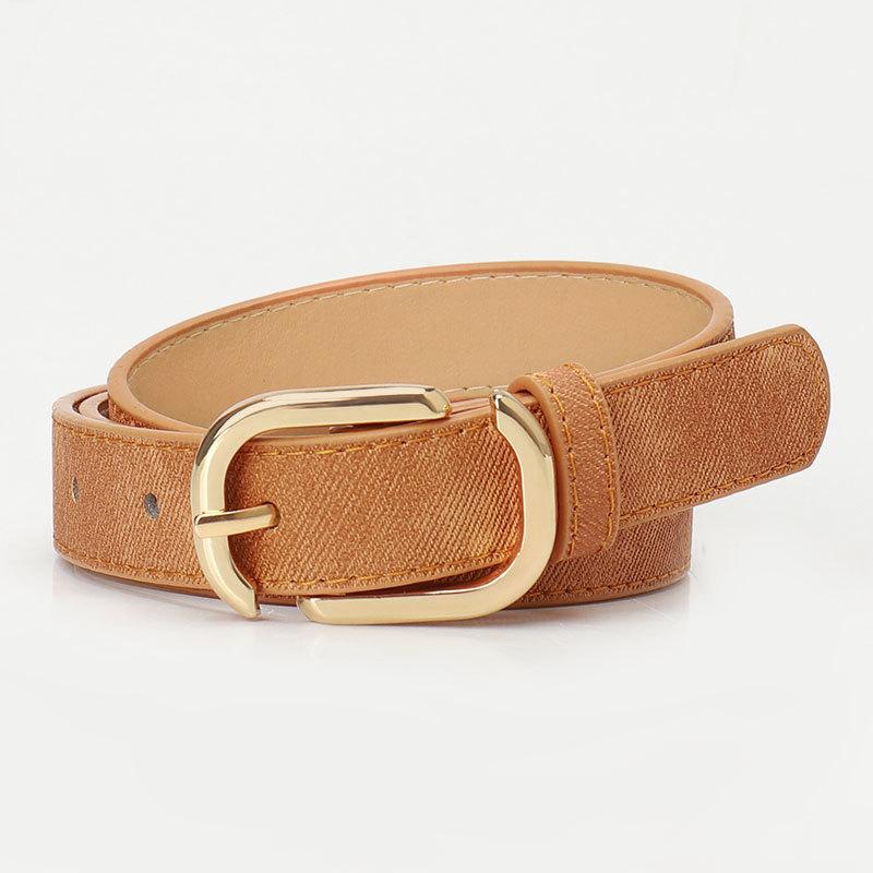 Простые джинсы из искусственной кожи с ремнем для женщин с легким роскошным ремнем для женщин верблюд