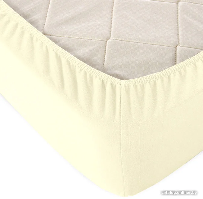 Простыня Alleri Трикотажная на резинке 80x200x20см (молочный)