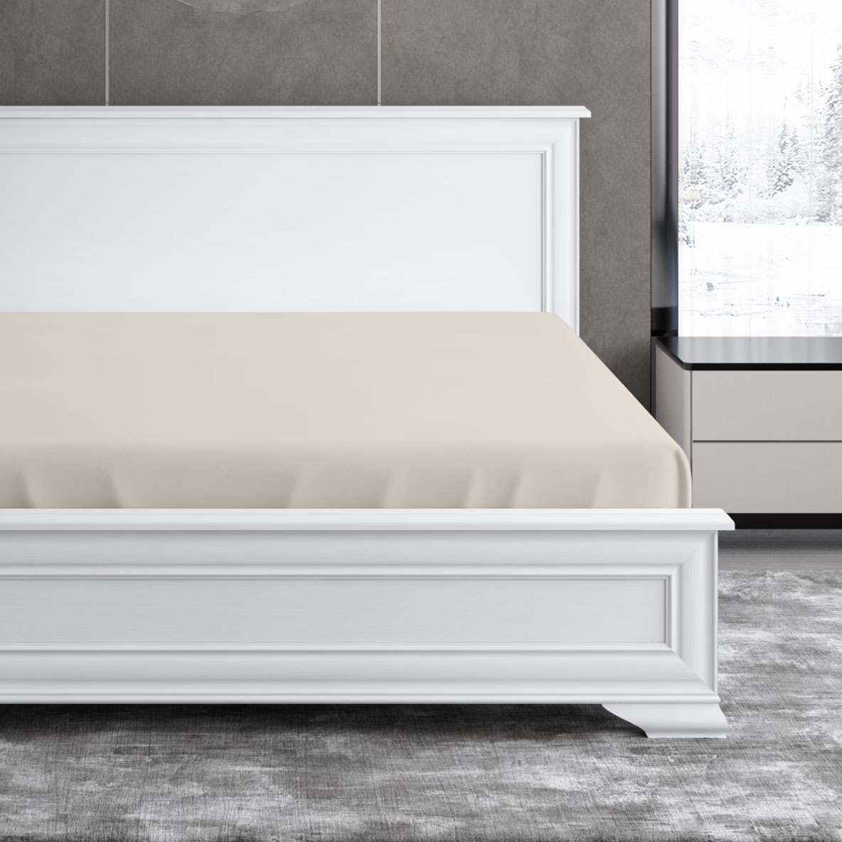 Простыня на резинке Soft Silver Песчаный берег 160х200х25 см