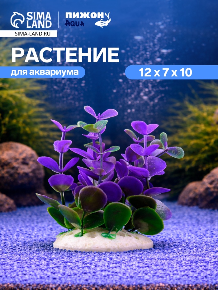 Растение искусственное аквариумное кустовое, 10 см, фиолетовое