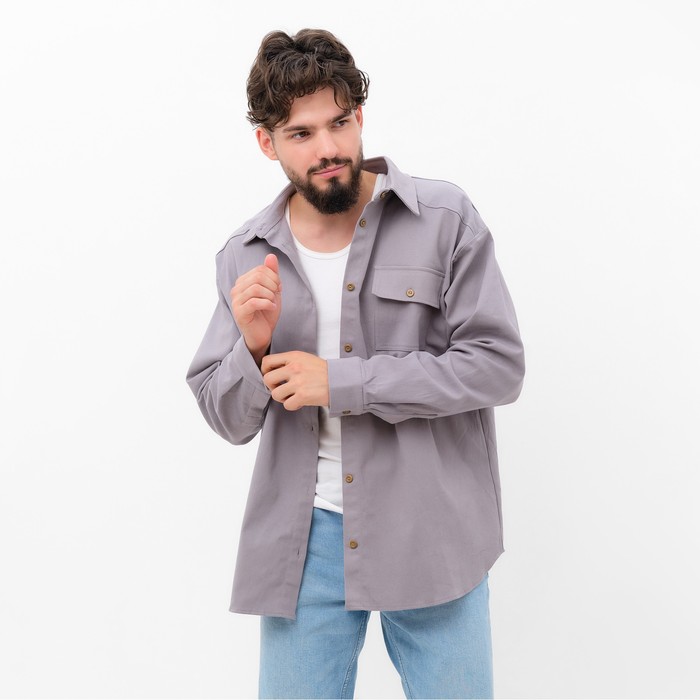 Рубашка мужская MIST oversize размер 52, серая