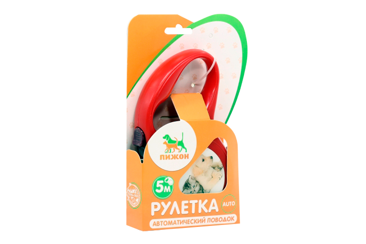 Рулетка с принтом "Милашка", 5 м, вес животного до 15 кг, красная