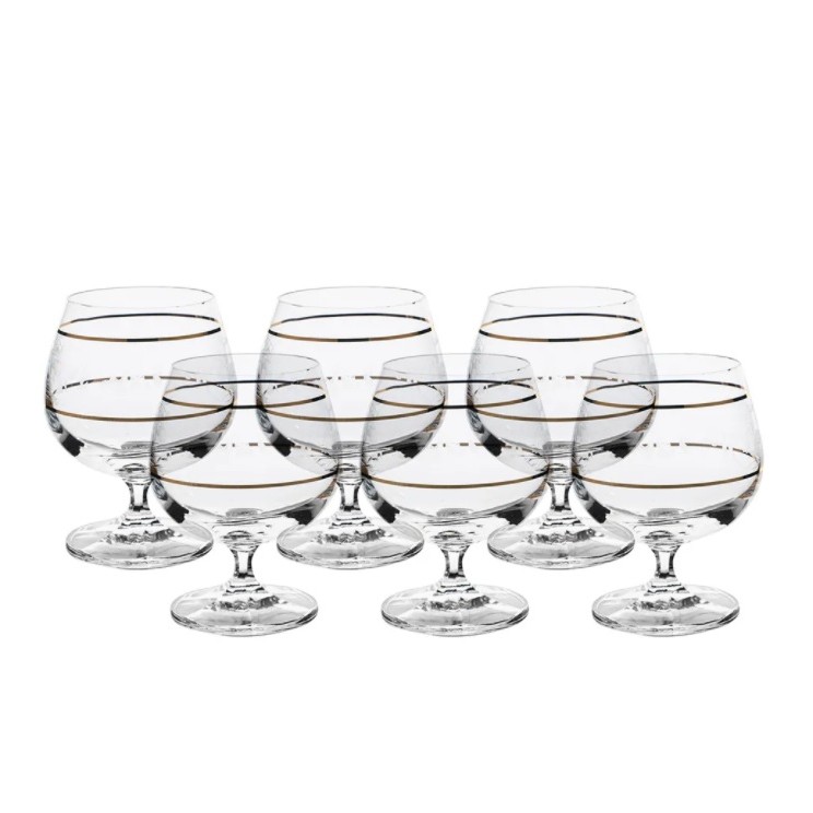 Рюмка для бренди Crystalite Bohemia Falco Панто, 2 отводки золото 250 мл 6 шт