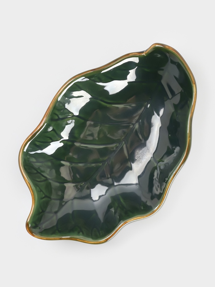 Салатник «Листик», 25×16×5 см, керамика, зелёный