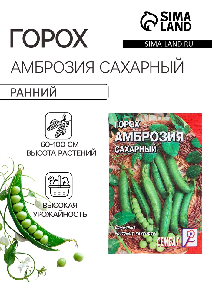 Семена Горох «Амброзия сахарный», 10 г, «Сембат»