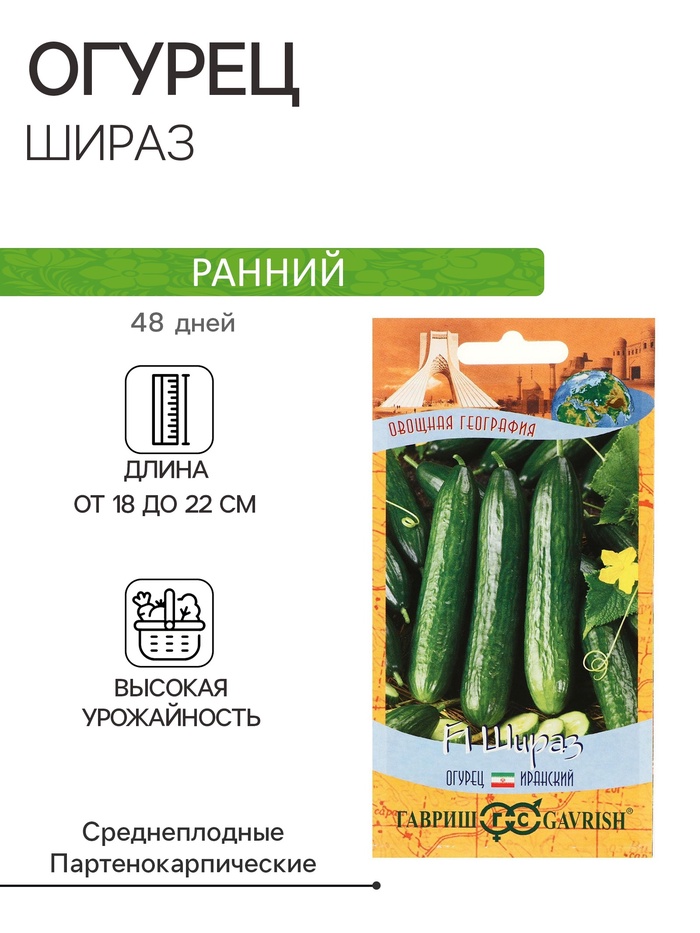 Семена Огурец «Шираз», F1, 10 шт., «География-Гавриш»