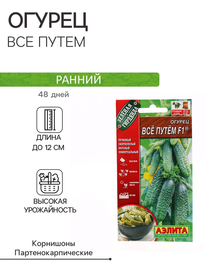 Семена Огурец «Все путем», F1, 10 шт., «АЭЛИТА»