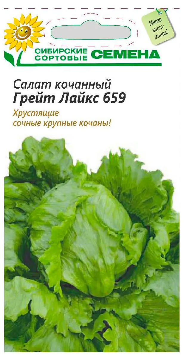 Семена Сибирские сортовые семена Салат качанный Грейт Лайкс 659, 0,5 г