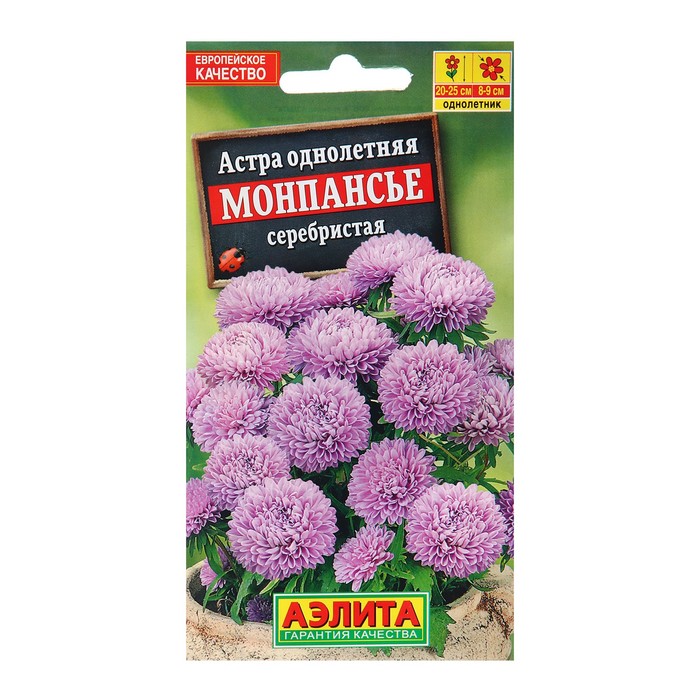 Семена цветов Астра «Монпансье», серебристая, 0.2 г, однолетник, «Аэлита»