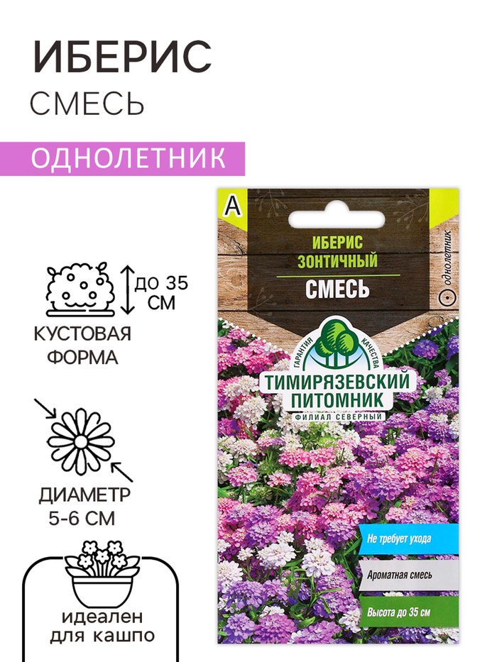 Семена цветов Иберис «Смесь», «Тимирязевский питомник», 0.1 г