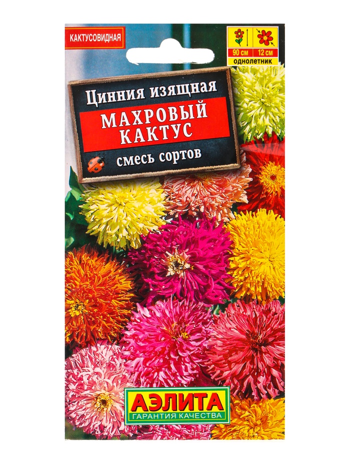 Семена цветов Цинния изящная «Махровый кактус» смесь, 0.3 г