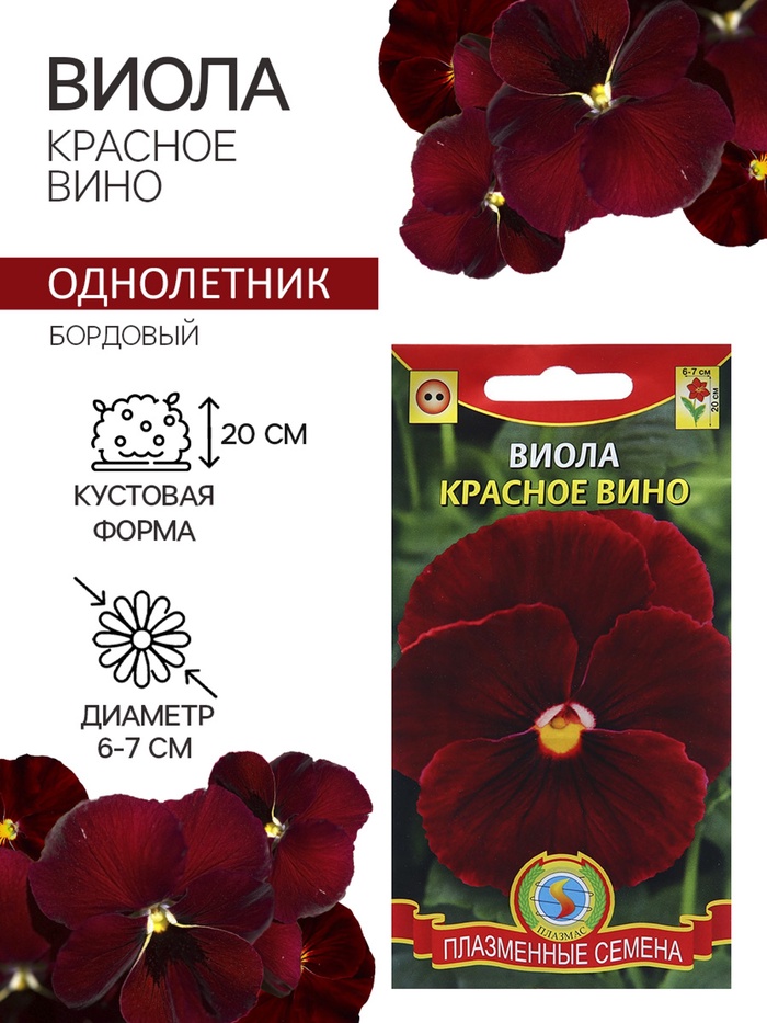 Семена цветов Виола «Красное вино», 0.1 г, однолетник, «Плазмас»