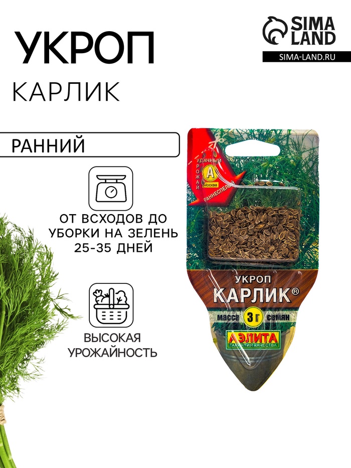 Семена Укроп "Карлик", сеялка, 3 г