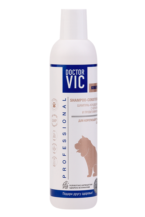 Шампунь-кондиционер Doctor Vic с кератином и провит B5 д/короткошер собак 250 мл