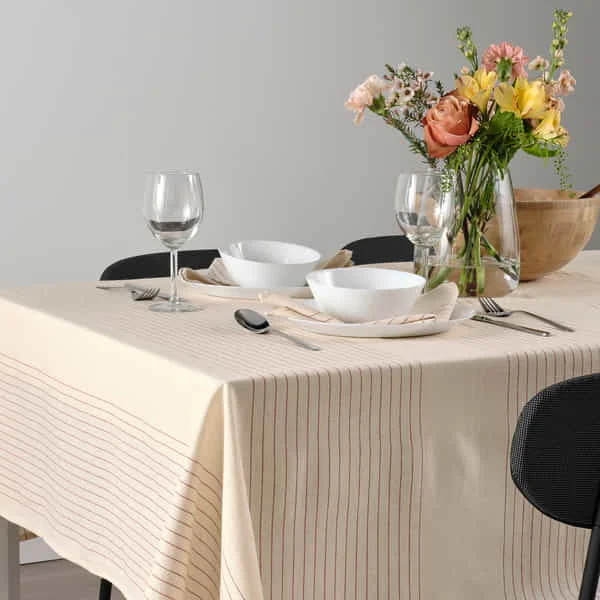 Скатерть Ikea Vinterfint 405.591.85 (красный/бежевый/полоска)