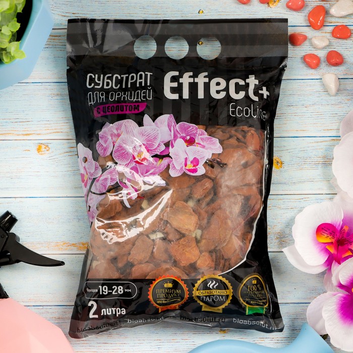 Субстрат для орхидей Effect+ Ecoline 19-28 мм, с природным цеолитом, 2 л
