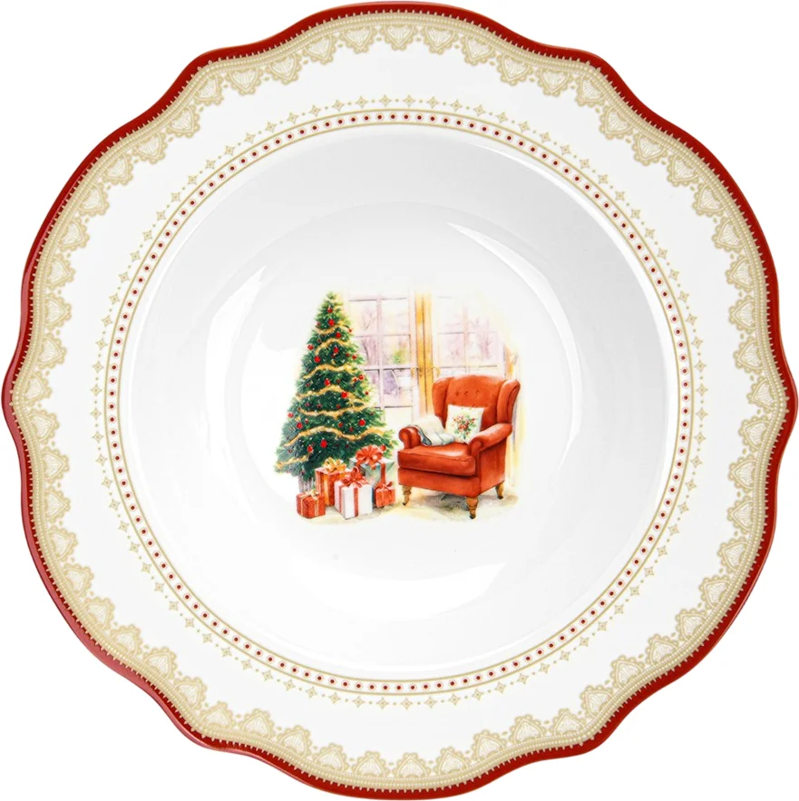 Тарелка глубокая Fissman Christmas Eve 16028 (красный)