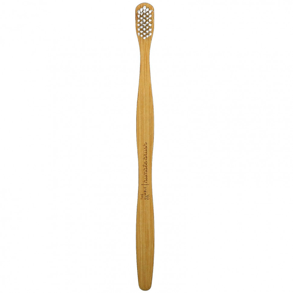 The Humble Co., Зубная щетка Humble Bamboo, для взрослых, белая, 1 зубная щетка
