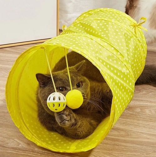 Тоннель Чистый котик д/кошек 50 см желтый