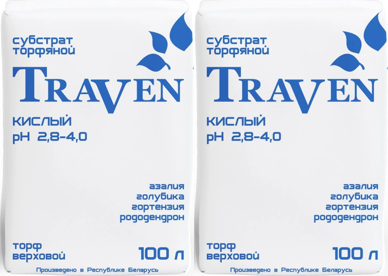 Торф Traven кислый рН 2.8-4.0 (100 л) 2 шт