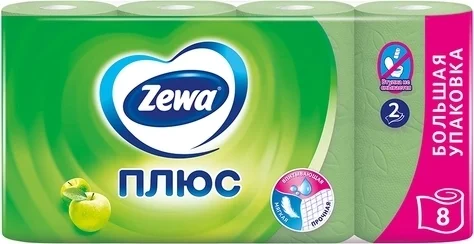 Туалетная бумага Zewa Плюс Яблоко 2 слоя (8 рулонов)