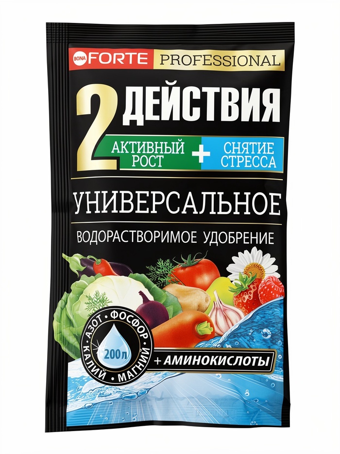 Удобрение водорастворимое Универсальное с аминокислотами, Bona Forte, 100 г