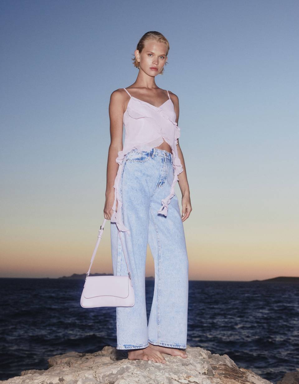 Винтажные джинсы Wide Leg с блестками