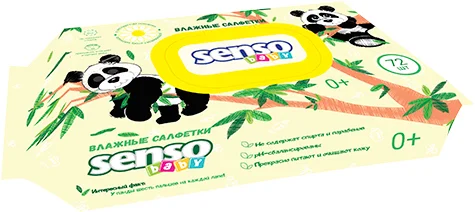 Влажные салфетки Senso Baby Панда (72 шт)