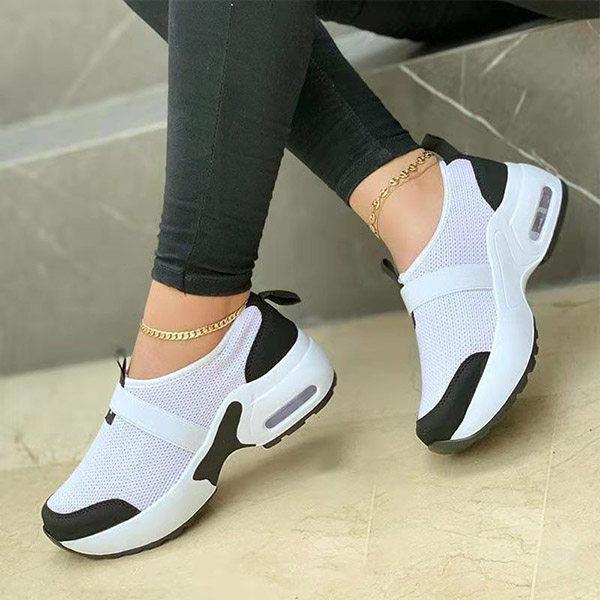 Женская обувь Zapatillas Mujer 2024 года, модная сетчатая повседневная спортивная обувь, кроссовки на платформе и танкетке, туфли на плоской подошве больших размеров, кроссовки Zapatillas 35 белый