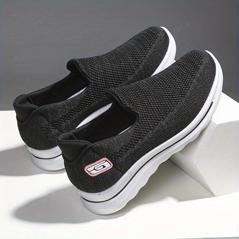 Женские повседневные кроссовки Slip-On, дышащая обувь для ходьбы с низким верхом для ежедневного комфорта 36 чёрный