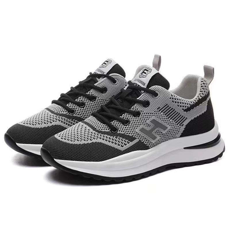 Женские спортивные туфли Flyknit, повседневные сетчатые дышащие одинарные туфли, кроссовки со шнуровкой спереди, кроссовки для бега 36-40 36 чёрный
